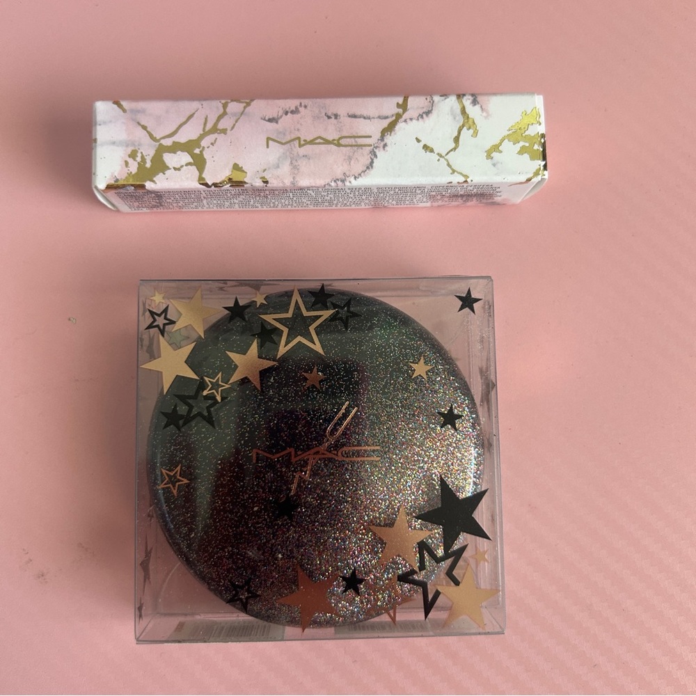 MAC Cosmetics Bundle Opalescent Powder and Lipglass Make Me Mercurial